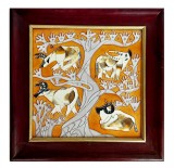 Tablou stil Picasso - tip Azulejos, 4 placi de ceramica embosata, pictata manual