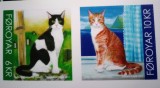 Feroe 2011 pisici de rasa ,feline, animale fauna adezive serie 2v neștampilata