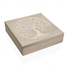 Cutie de bijuterii cu 9 compartimente Tree, Versa, 24 x 24 x 6 cm, lemn