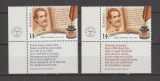 ROMANIA 2025 MIHAI EMINESCU 2 serii de 1 timbru cu tabsuri diferite LP.2499 MNH