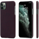 Husa Fibra Aramida Pitaka MagEZ pentru Apple iPhone 11 Pro, Car Case Magnet, Tesatura patrata (Plain), Neagra Rosie KI1104