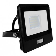 Reflector led smd 20w 6400k ip65 cu senzor miscare - negru