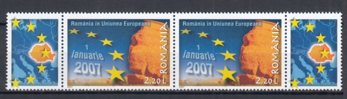 ROMANIA 2007 LP 1752 ROMANIA IN U. E. PERECHE SERII CU VINIETE MNH