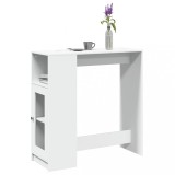 Cumpara ieftin Masă de bar cu rafturi, alb, 101x40x103,5 cm, lemn prelucrat