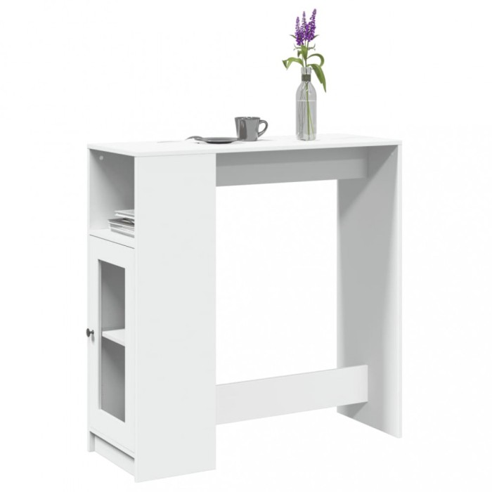 Gossi masa de bar cu rafturi, alb, 101x40x103,5 cm, lemn prelucrat