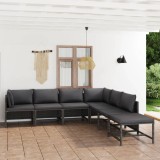 VidaXL Set mobilier de grădină cu perne, 7 piese, gri, poliratan