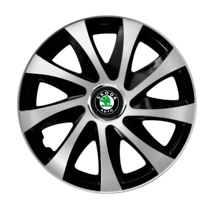 Set 4 capace roti Drift exrta Gri-Negru R14 pentru gama auto Skoda