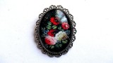 Brosa sticla model floral negru, 50x40cm, brosa fashion