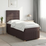 Cumpara ieftin Pat boxspring cu saltea Maro inchis 80 x 200 cm Tesatura