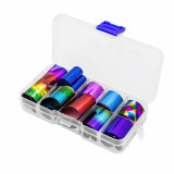 Cumpara ieftin Set folii de transfer, folie de unghii, 10 modele, multicolor