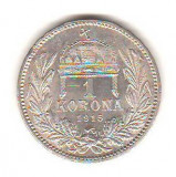 SV * Ungaria 1 CORONA / COROANA 1915 * ARGINT .900 * AUNC ++ cu luciu monetar !