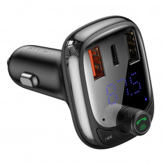 Modulator Bluetooth FM Baseus Încărcător Auto Bluetooth 5.0 PPS Încărcare Rapidă QC4.0 Livrare Energie USB Tip C / Micro SD 5A 36W Negru CCTM-B01