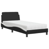 Cumpara ieftin Pat cu saltea, Dover, negru si alb, 90x190 cm, piele ecologica