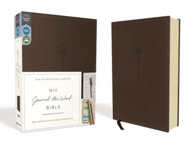 NIV, Journal the Word Bible, Imitation Leather, Brown, Red Letter Edition, Comfort Print: Reflect, Take Notes, or Create Art Next to Your Favorite Ver foto