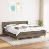 VidaXL Pat box spring cu saltea, gri taupe, 200x200 cm, textil