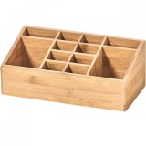 Organizator cosmetice si accesorii, bambus, 12 compartimente, 24.5x13 cm