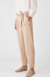 Medicine pantaloni femei, culoarea bej, fason chinos, medium waist