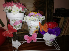 Decoratiune flori din sapun ghivece pe suport - OKAZIE foto