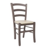 Scaun Paesana - cadru gri - imitatie piele crem - 21834