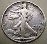 E.023 USA SUA WWI WALKING LIBERTY HALF 1/2 DOLLAR 1917 ARGINT