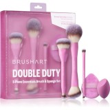 BrushArt Double Duty 5-Piece Essentials Brush &amp; Sponge Set set perii machiaj