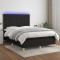 vidaXL Pat cu arcuri, saltea și LED, negru, 140x190 cm, textil 3135591