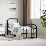 VidaXL Cadru pat metalic cu tăblii de cap/picioare, negru, 75x190 cm