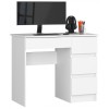 Birou calculator, placa laminata, 4 sertare, dreapta, alb, 90x50x77 cm, Akord