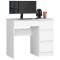 Birou calculator, placa laminata, 4 sertare, dreapta, alb, 90x50x77 cm