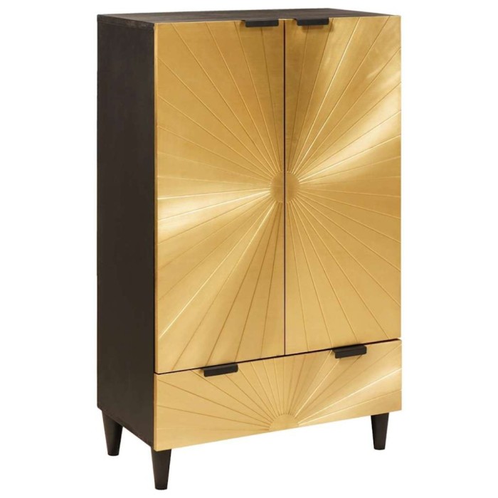 vidaXL Dulap lateral cu sertar cu ușă Negru și Aur 60 x 33.5 x 100 cm 4017858