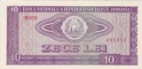 Bancnotă Rom&acirc;nia 10 lei 1966 RSR, seria B.0334, numismatică