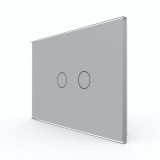 Cumpara ieftin Panou &icirc;ntrerupator dublu touch Livolo din sticla gri, standard italian