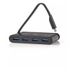 Hub Computer USB Type C - 4x USB 3.0 negru Nedis