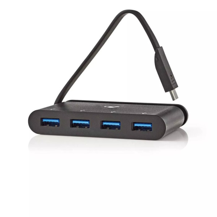 Hub Computer USB Type C - 4x USB 3.0 negru Nedis