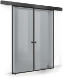 Usa culisanta Boss &reg; Duo Black model Confort negru, 90+90x215 cm, sticla gri securizata, glisanta in ambele directii