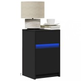 vidaXL Noptieră cu lumini LED, negru, lemn prelucrat