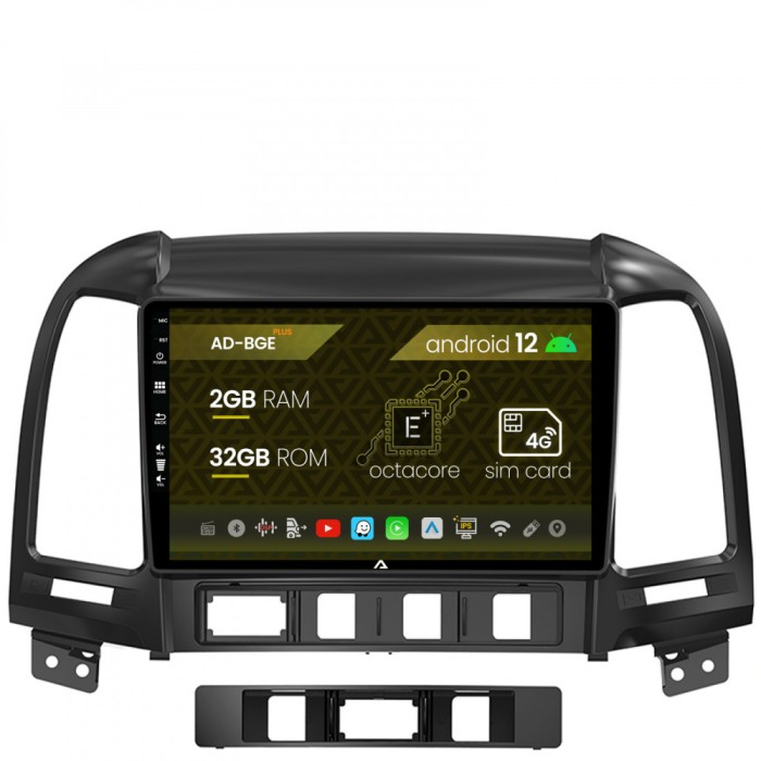 Navigatie Hyundai Santa Fe (2006-2012), Android 12, E-Octacore 2GB RAM + 32GB ROM, 9 Inch - AD-BGE9002+AD-BGRKIT210