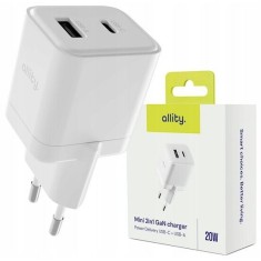 Incarcator Retea Allity ATC-01-20WAC GaN PD QC 1x USB-C 1x USB-A 20W Alb