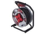 Prelungitor alimentare KERG 3x1,5mm&sup2; bobinat cu 4 prize, gumă negru