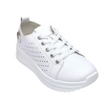 Pantofi dama casual din piele naturala cu perforatii - Latiffa Alb GSK3052A