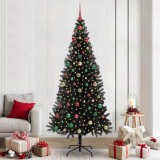 vidaXL Brad de Crăciun cu 300 LED cu suport Negru 240 cm PVC 3396504
