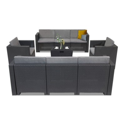 Set de mobilier de grădină City Large cu 8 locuri, grafit foto