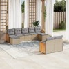 Gossi set canapele de gradina, 9 piese, cu perne, bej, poliratan