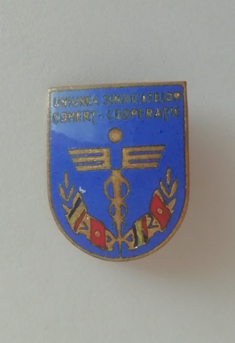 QW9 I 43 - Insigna - tematica sindicate Uniunea sindicatelor comert cooperatii