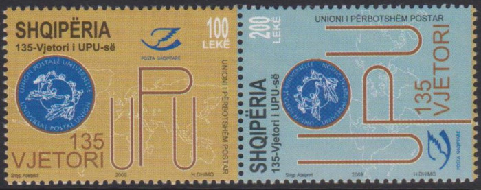 ALBANIA 2009 135 ani U.P.U. Serie 2 timbre MNH**