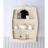 Bufet perete lemn masiv alb antichizat HMB26, 80x59x17 cm, 3 rafturi, ideal bucatarie