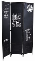 Paravan din metal negru cu diverse decoratiuni LOF099