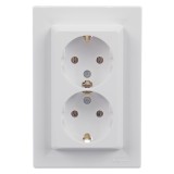 Priza schuko dubla Schneider Electric Asfora, incastrata, alb