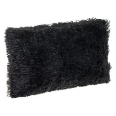 Perna Decorativa de Iarna din Imitatie de Blana Shaggy Neagra foto