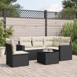 vidaXL Set mobilier de grădină cu perne, 6 piese, negru, poliratan 3251313